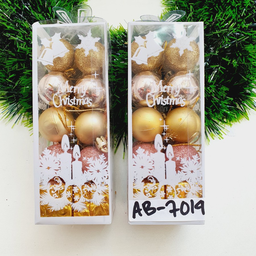 Hiasan Bola Natal Mix isi 20 Hiasan Pohon Rose Gold Natal Murah Kado