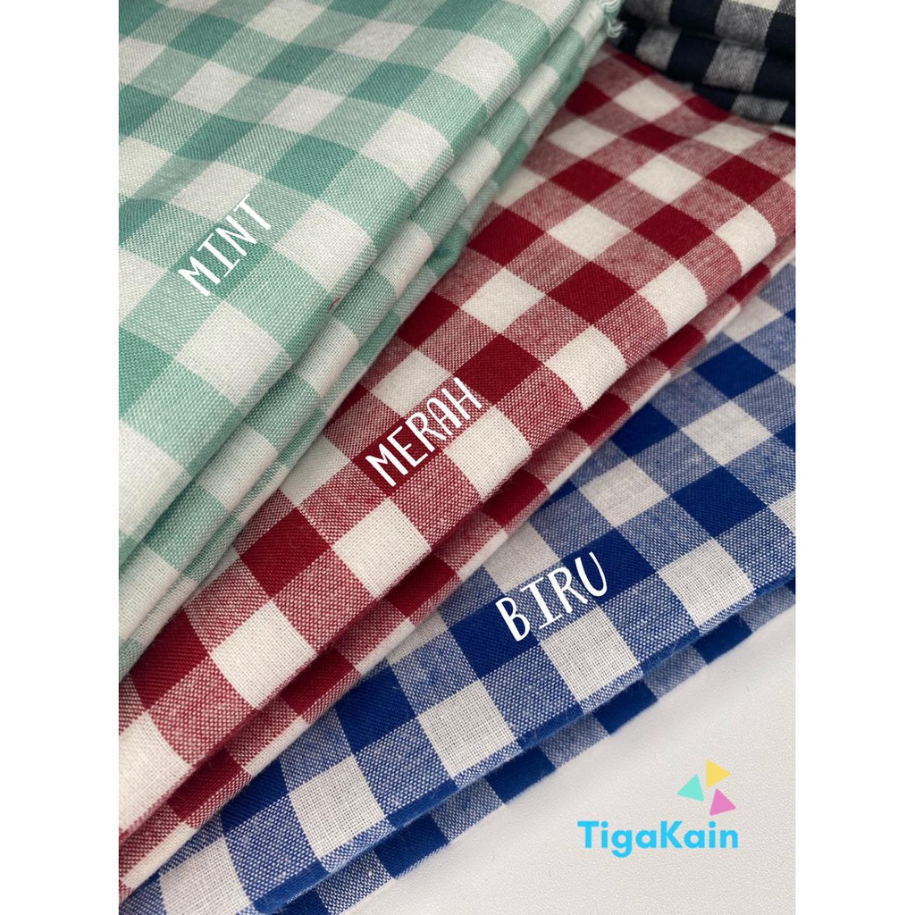 0.5 Meter Kain Katun Kotak Sedang/ Motive Kotak Catur/Kotak Chambrey