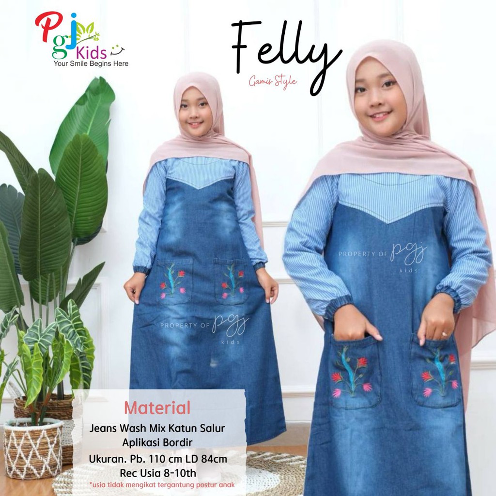 GAMIS JEANS ANAK / BAJU GAMIS ANAK JEANS TRENDY TERBARU / DRESS MUSLIM GAMIS ANAK TERBARU