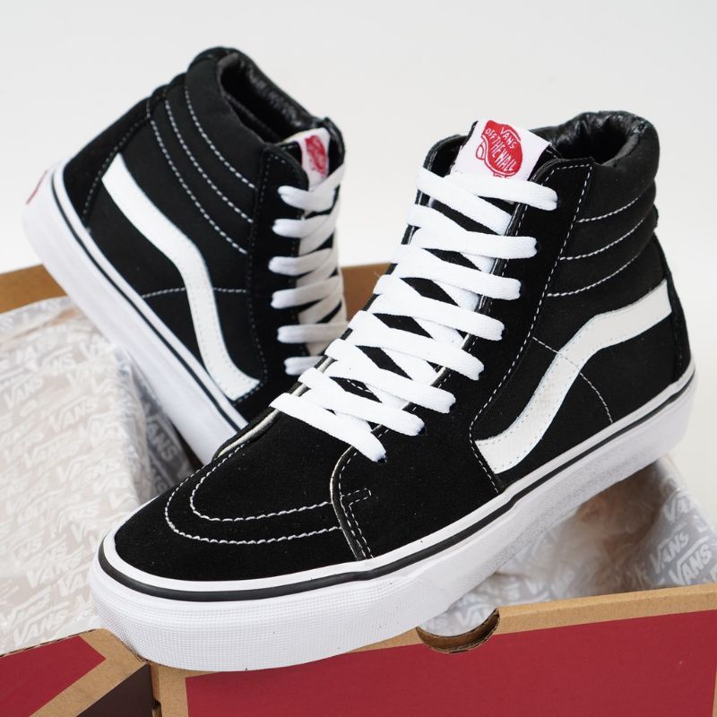 Sepatu Vans SK8 Hight Black-White /Vans SK8 Classic Terlaris Premium BNIB