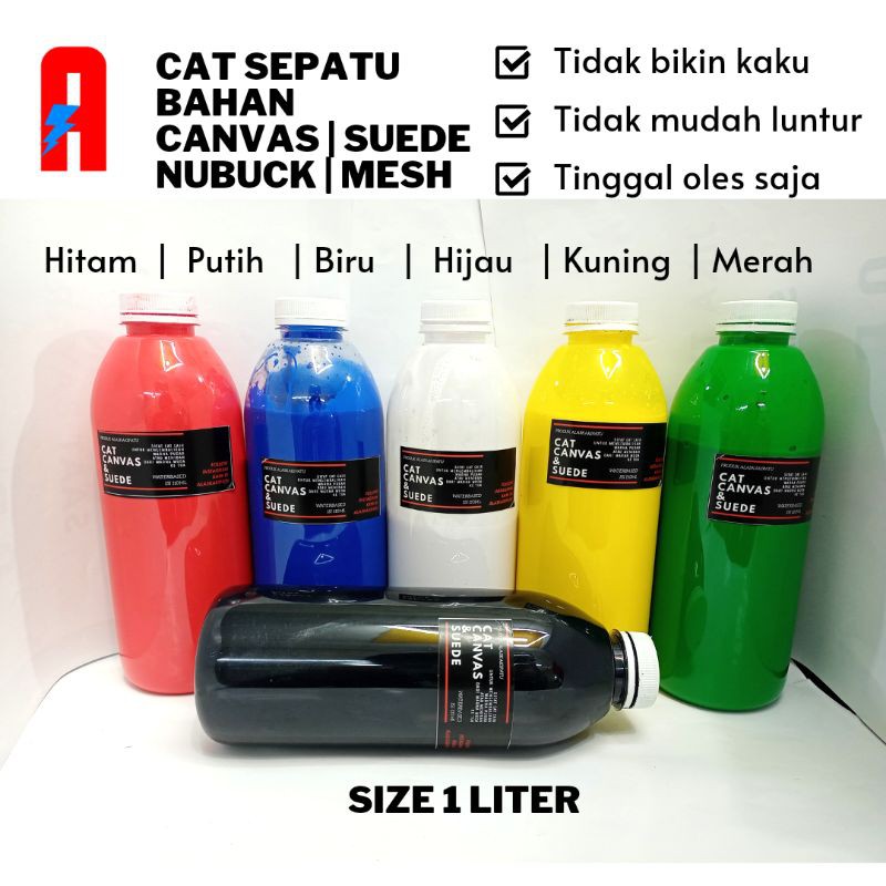Cat sepatu untuk bahan canvas suede nubuck mesh kain rajut waterbased 1000 ml 1 liter