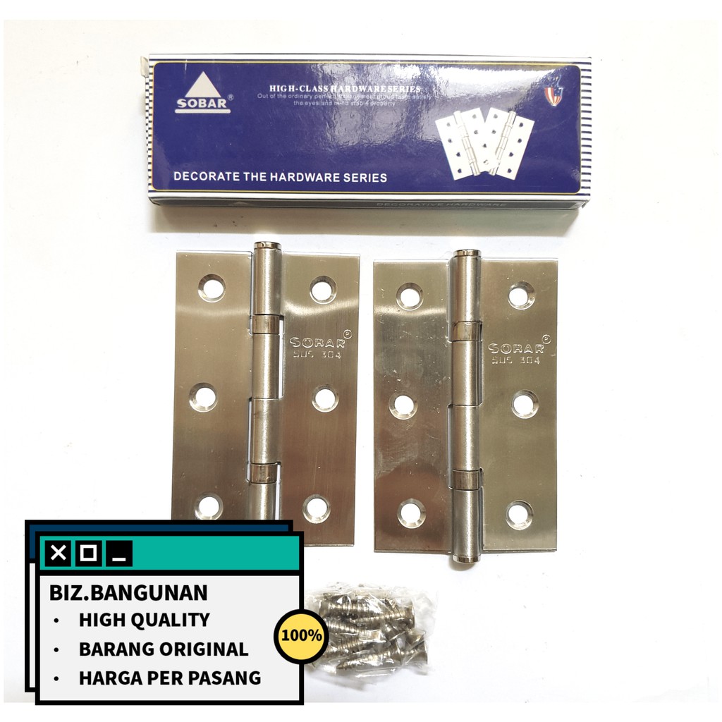 ENGSEL TIPIS STAINLESS SOBAR 3&quot; - PINTU LEMARI PETI KOTAK