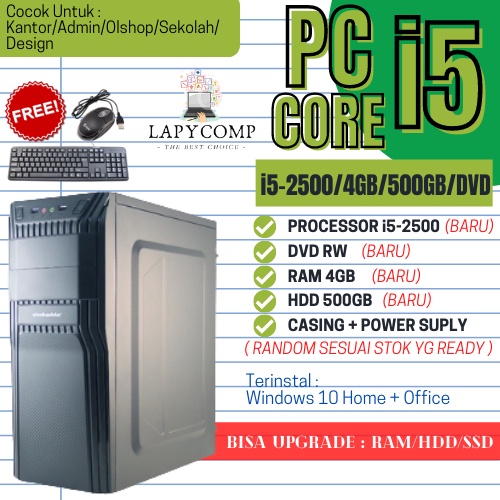 Komputer CPU Rakitan Intel Core i5-2500 Siap Pakai 4GB RAM HDD 500GB / 256GB SSD - Spare part Baru