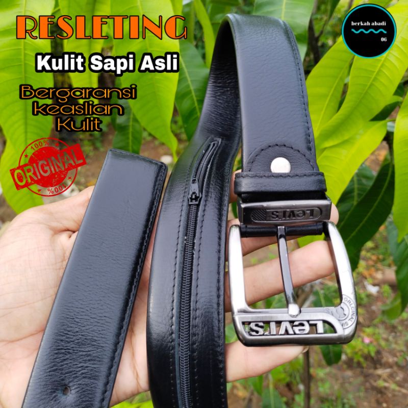 IKAT pinggang Jarum Levi's Resleting kulit Asli Premium Original