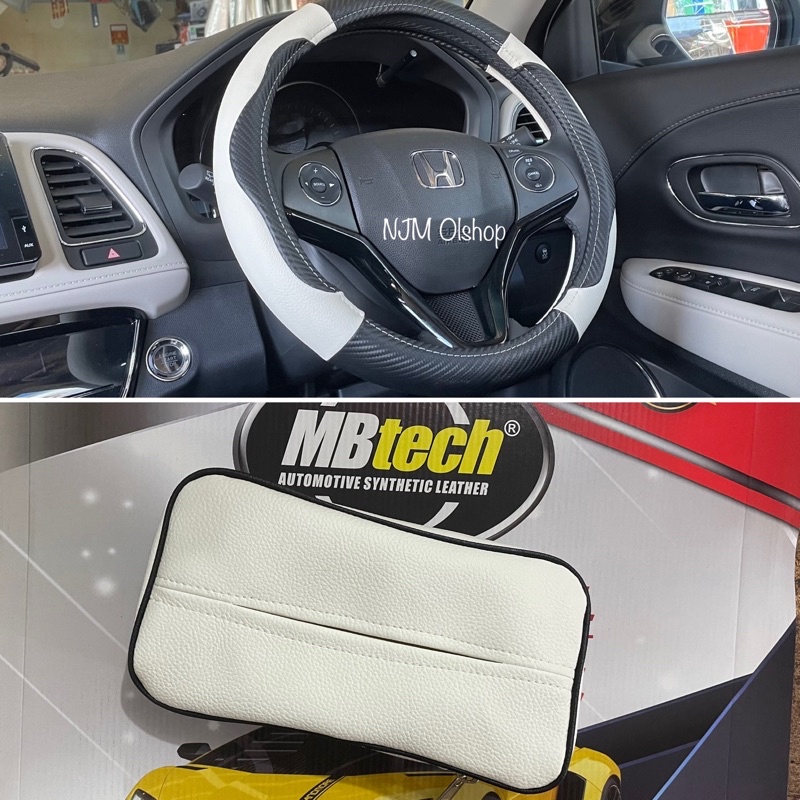 PAKETAN!!! Sarung Stir / Cover Stir Mobil &amp; TEMPAT TISSUE HEADREST MOBIL EXCLUSIVE Asli MBtech