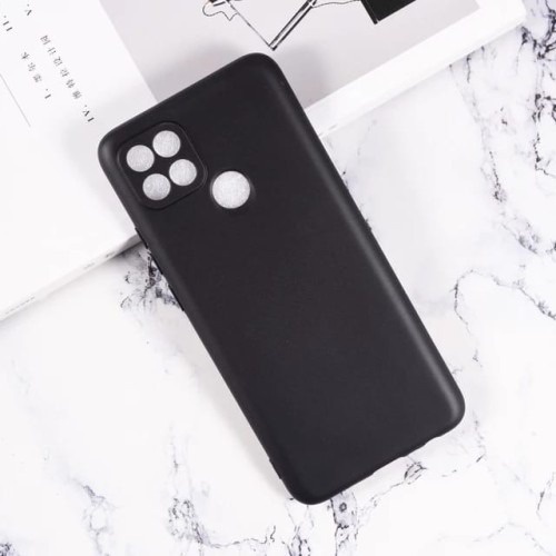 SoftCase Macaron Black Oppo A15 A15S 6.52 Inchi TPU Full Black Protection Camera Non Slip