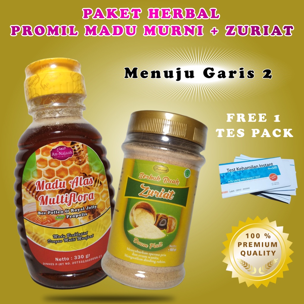 PAKET PROMIL ( MADU ASLI PLUS SERBUK ZURIAT FREE TES PACK ) MADU PROMIL UNTUK KESUBURAN SUAMI DAN ISTRI