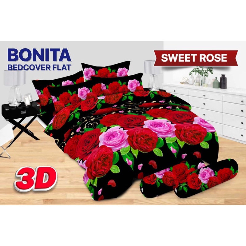 ( BISA COD )SPREI DAN BEDCOVER BONITA DISPERSE UK 180*200 CM ANTI LUNTUR