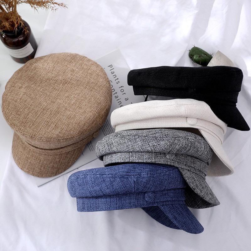 Topi Baret Oktagonal Bahan Katun Korean Style Retro untuk Wanita