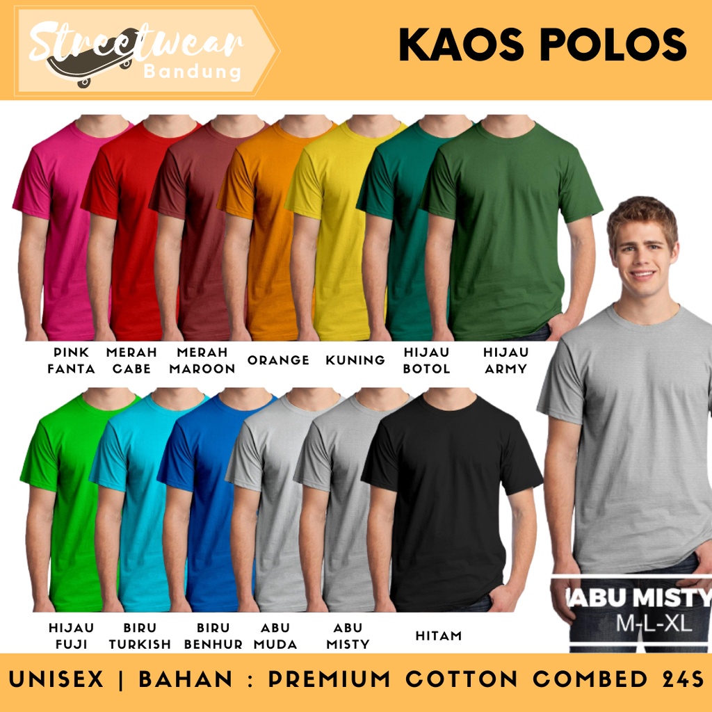 KAOS POLOS BANDUNG WANITA / PRIA KUALITAS TERBAIK