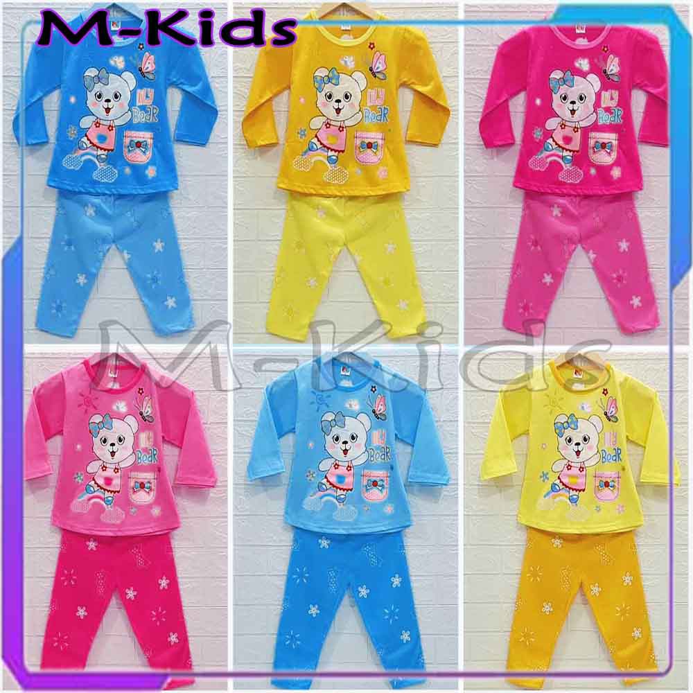 MKids88 - Baju Setelan / Baju Tidur Anak Perempuan Gambar Lily Bear