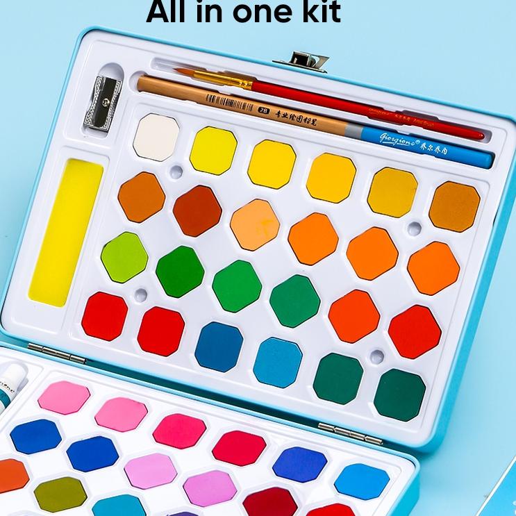 

Paling Disukai.. Giorgione Solid Watercolor Paint Cat Air Lukis 12/18/24/36/48 Warna Free Brush Paper G-800