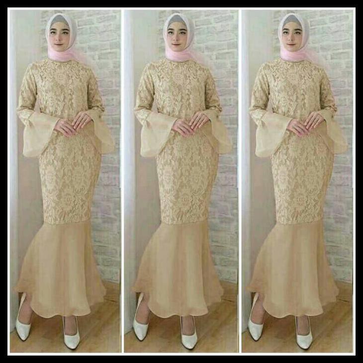 Diskon Maxi Dress Muslim/ Maxy Hijab Pesta Cantik - Mermaid (Vs) - Mocca Qr0682