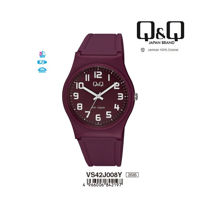 Q&Q QNQ QQ ORIGINAL ANALOG WATCH JAM TANGAN PRIA WANITA TALI KARET VS42 VS42J VS42J008Y