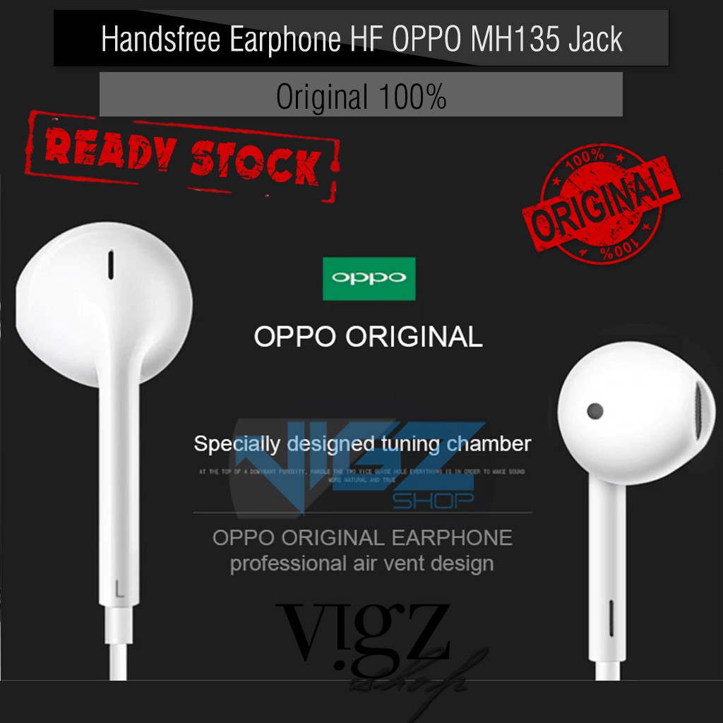 Handsfree Earphone HF OPPO MH135 Jack 3.5mm Original 100%