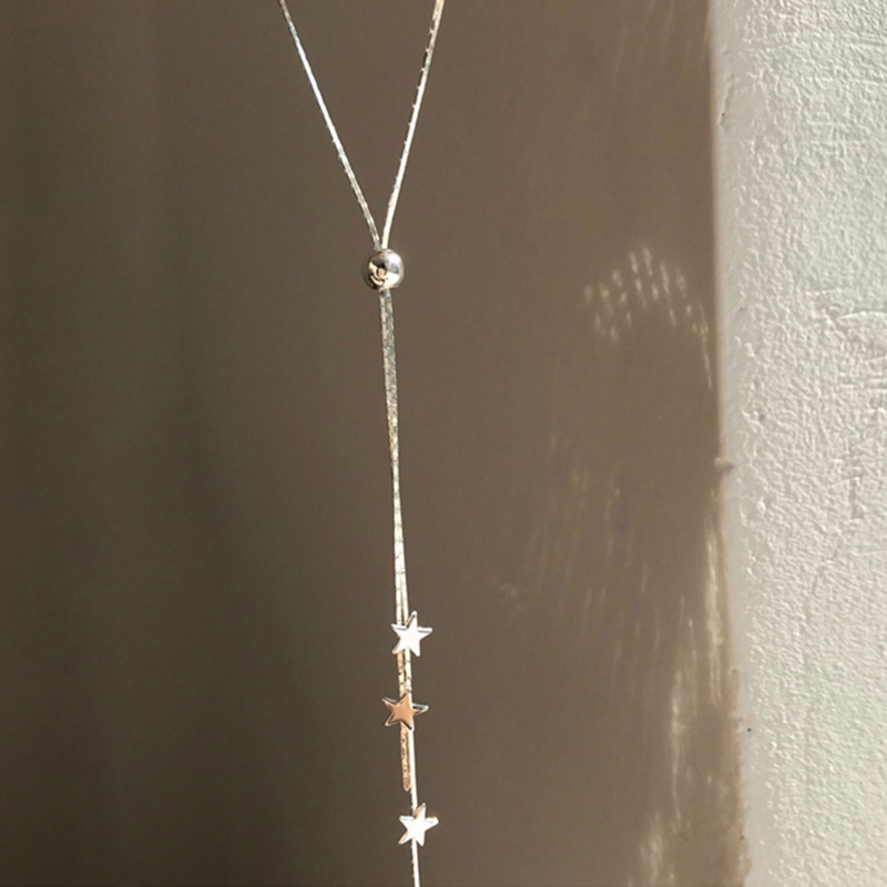 Kalung Choker Rantai Klavikula Bahan 925 Sterling Silver Desain Bintang Rumbai Panjang Untuk Wanita