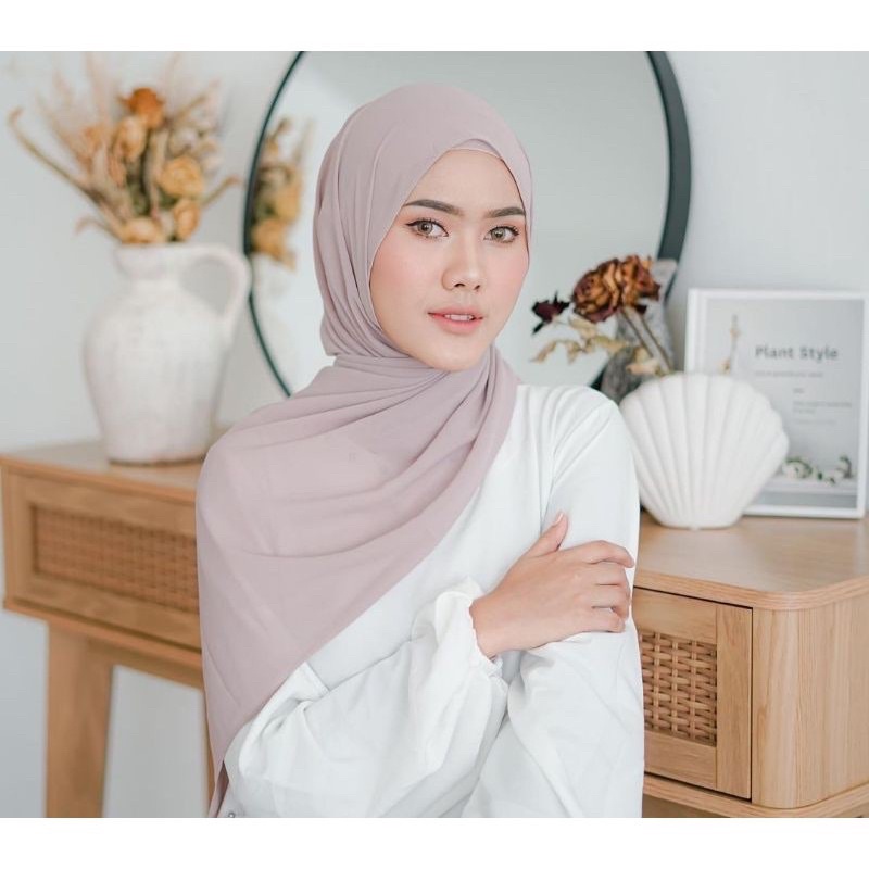 Pashmina Ceruty Babydoll Taupe Pashmina Ceruty Taupe | Jahit Tepi 180x75 | TAUPE