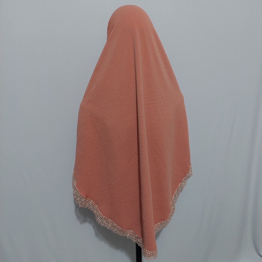 Jilbab Prisket Renda Prada  Keliling Jersy Terbaru 2022-CORAL