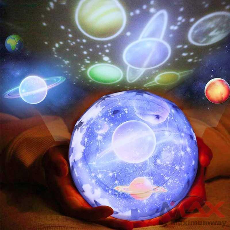 Lampu Tidur Anak proyektor planet langit malam tidur bintang bertaburan CISTWIN Lampu Proyektor Tidur Cahaya Planet Rotate 5 Film - PT-521 starry sky projector Planet Magic Projector Toy Earth Universe Rotate Flashing Star Kids Baby Christmas