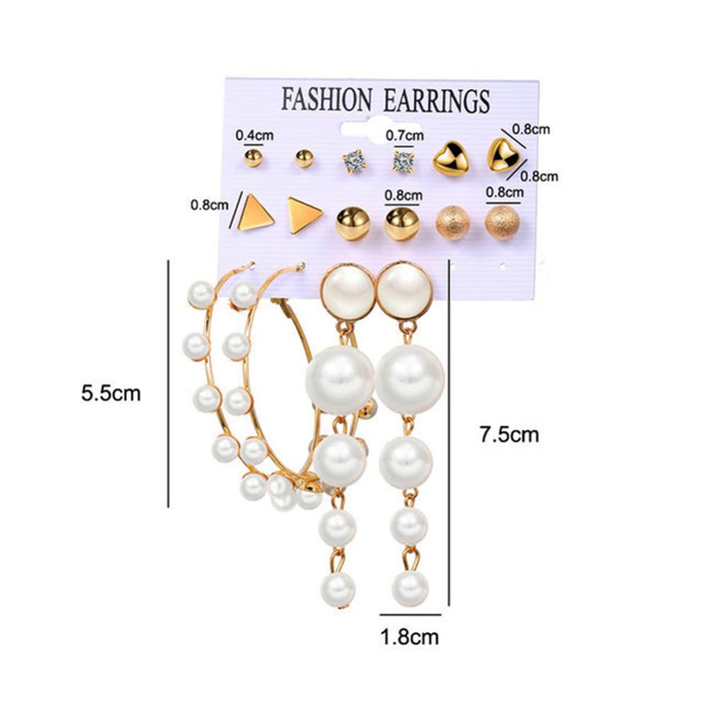 Timekey A2K3 Set Anting Tusuk + Cincin Mutiara Imitasi Gaya Retro Untuk Wanita