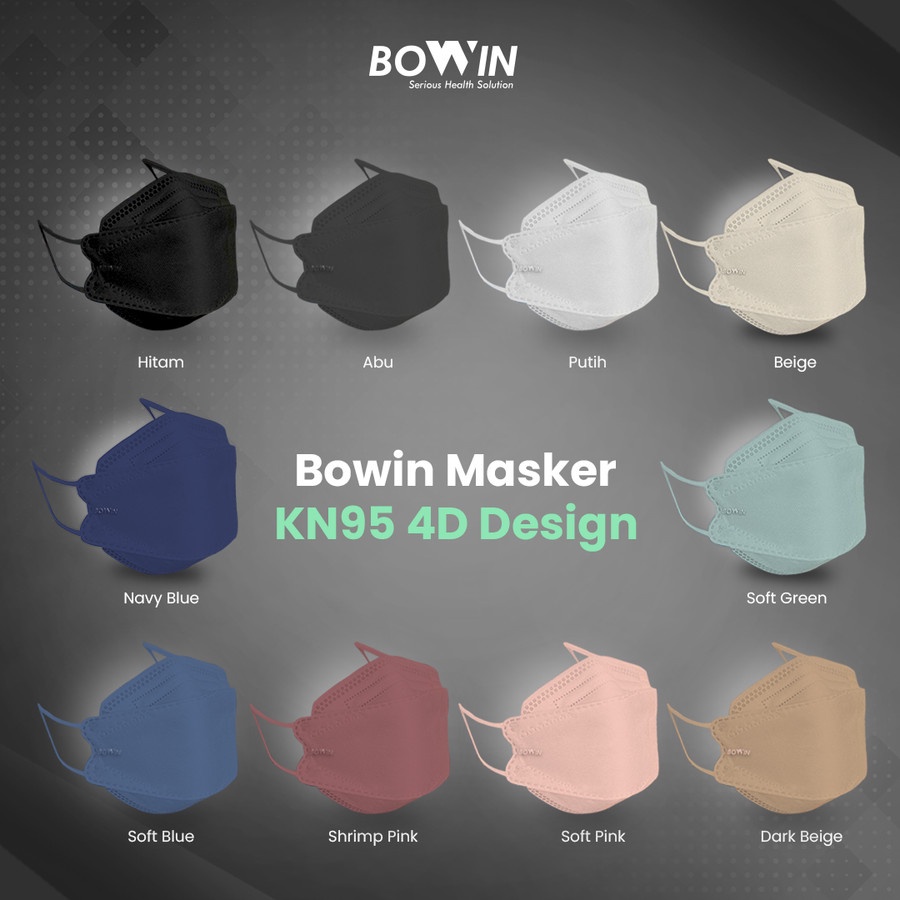 Bowin Masker KN95 4D Design 95% BFE PFE (Masker Kesehatan Model KF94)