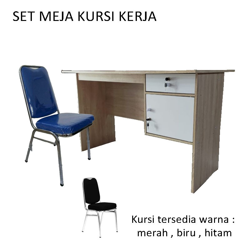 Set Meja Kerja dan Kursi Susun Murah Meriah
