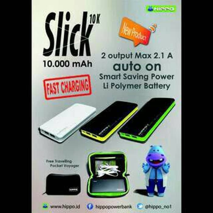 Baru Powerbank hippo 10000mah slim power bank hippo 10000 mah Berkualitas