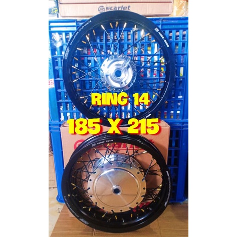 Velg Hitam Jari Jari Hitam 1 Set  Ring 185 x 215  Scarlet Untuk Motor Mio J Mio Sporty Mio Soul