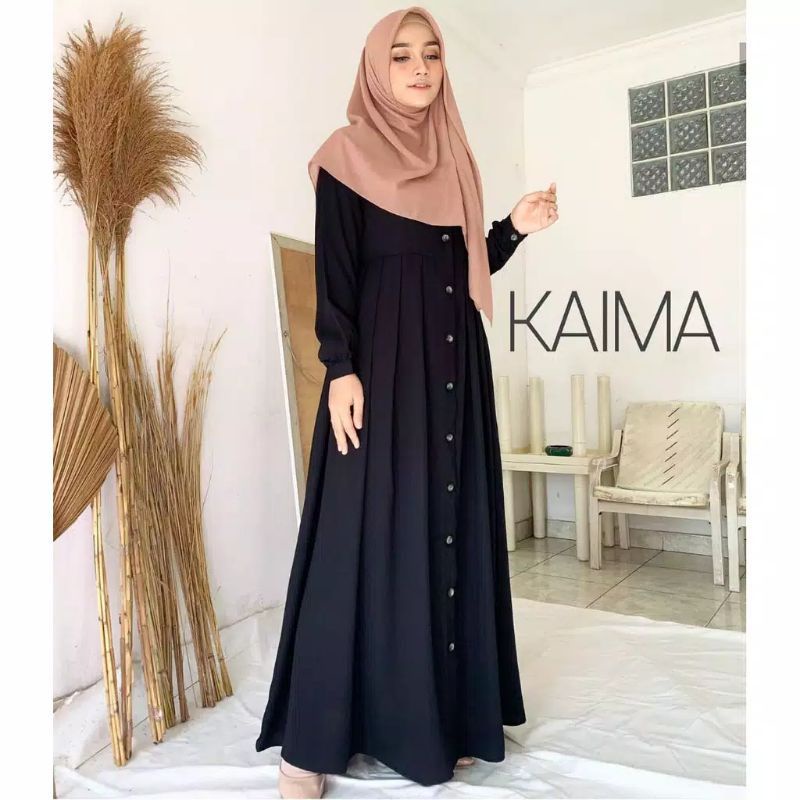 KAIMA GAMIS KANCING REMPEL/ GAMIS MOSCRAPE/ BAJU WANITA