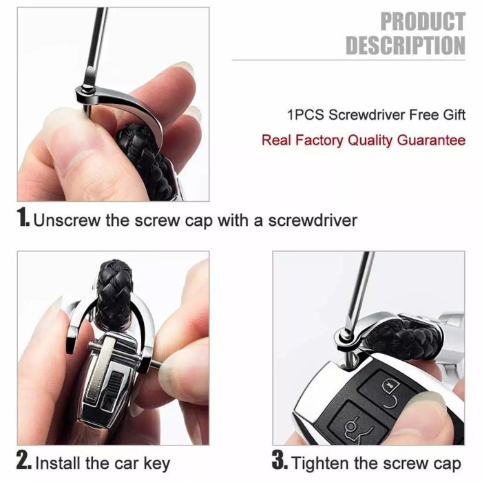 Premium Leather Key Chain Gantungan Kunci Pinggang Kulit Zinc Mobil Motor