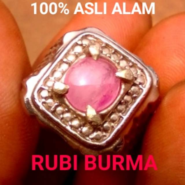 Cincin Batu Mulia Rubi Burma No Heat Natural Ruby Super Mulus Serat Halus Ada Safir Kecubung Quartz 