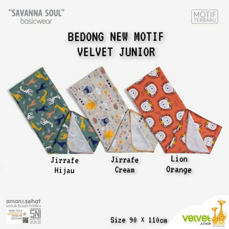 SATUAN (1PCS) BEDONG VELVET JUNIOR | BEDONG BAYI (Bebas Pilih Motif)