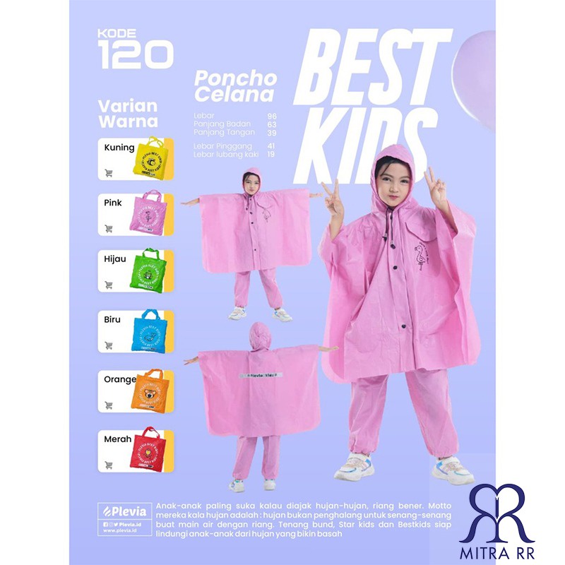 Jas Hujan Anak Ponco Celana Jas Hujan Poncho Plevia Best Kids Raincoat PVC