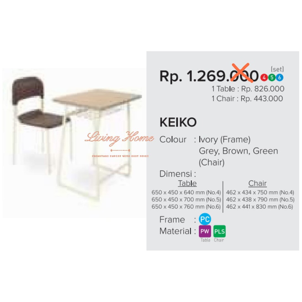 Kursi Lipat Chitose Keiko School Table Chair Bangku Susun Meja Belajar Sekolah Seminar Kuliah