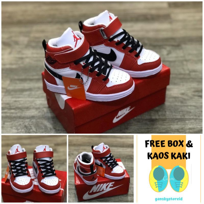 SEPATU ANAK JORDAN MERAH CHICAGO PREMIUM HIGH QUALITY SEPATU ANAK LAKI LAKI KADO