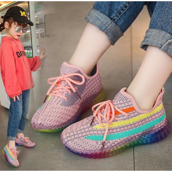 Sepatu Rainbow Sneakers Kids Shoes Non LED Sepatu Anak Size 26-37 Usia 3-9 Tahun