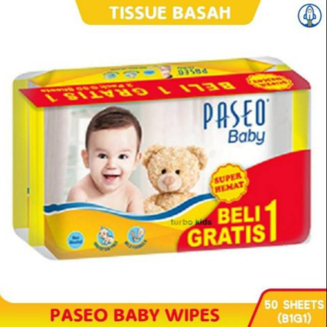 Paseo Tissue tisu basah  baby wipes 50 2's