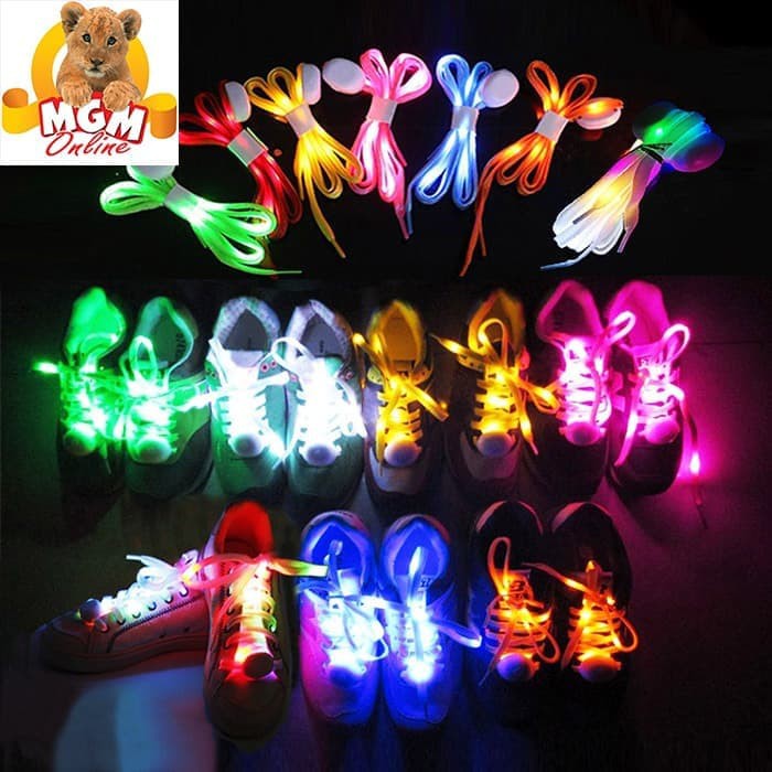 Lampu Talisepatu LED ukuran 110CM x 0.6 (Langsung pakai dan nyala) Harga sudah untuk Tali Sepatu sep