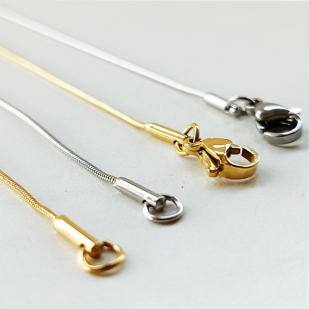 Kalung Titanium VeE Model Belut Ular Bulat 50cm - Kalung Pria Wanita