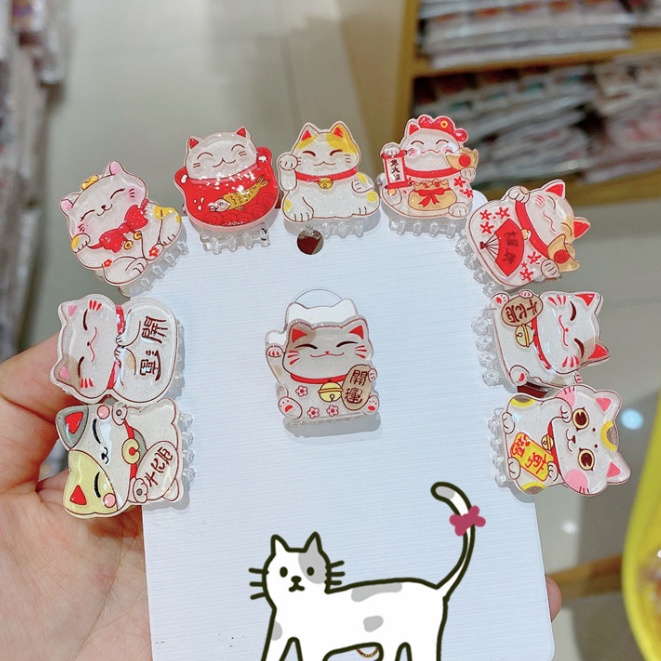 [ORGM] Aksesoris Rambut Jepit Rambut Akrilik Motif Kucing Fortune Cat Manekineko Imlek (1PC)