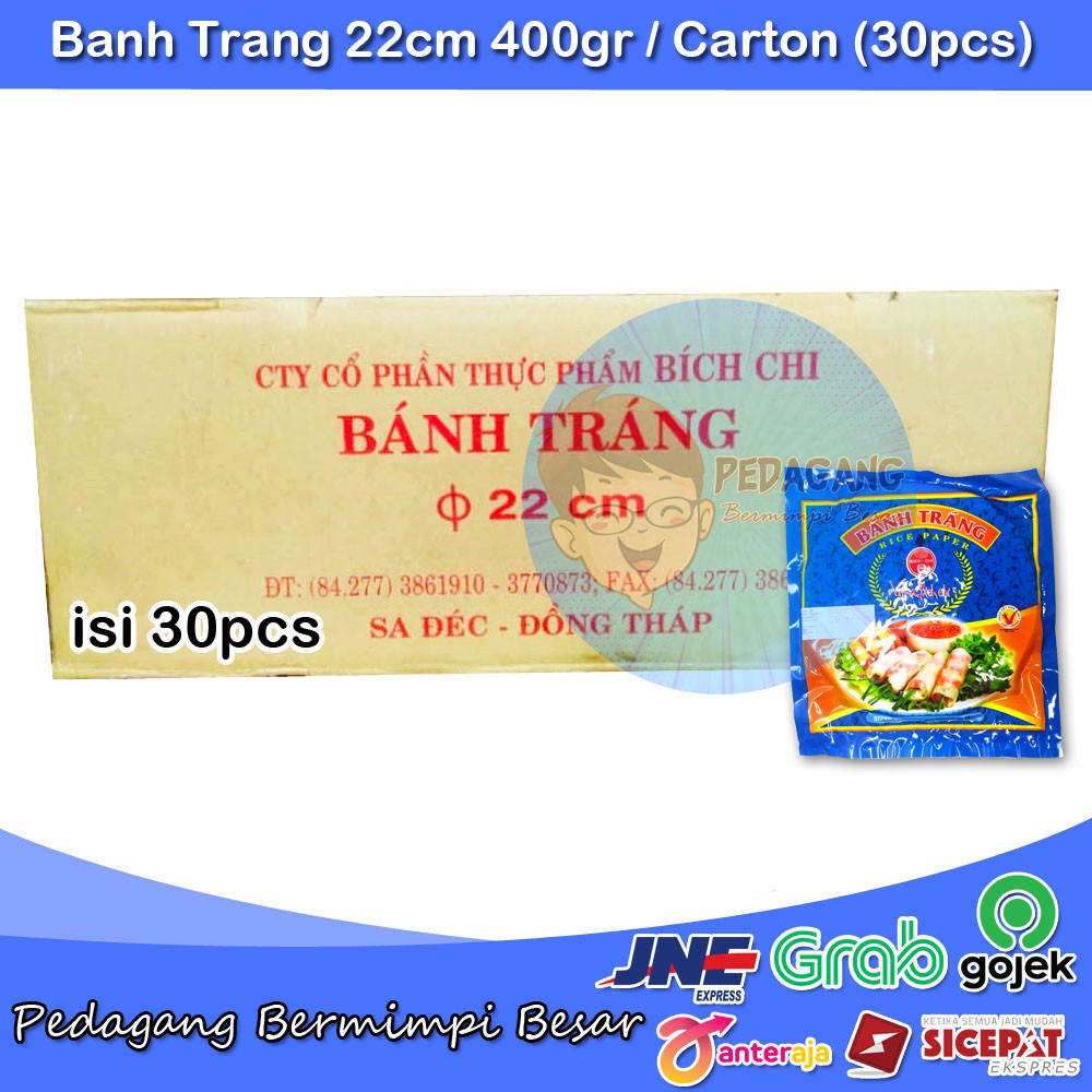 Banh Trang Rice Paper 400gr Carton isi 30pcs | Kulit Lumpia Vietnam/Rice Paper