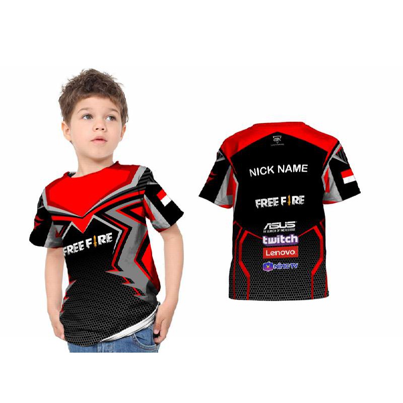 Kaos Anak Esports Gamers Jersey FREE FIRE 3D Full Print ART 10