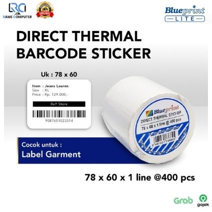 Direct Thermal Sticker / Label Stiker BLUEPRINT 78x60x1 Line Isi 400