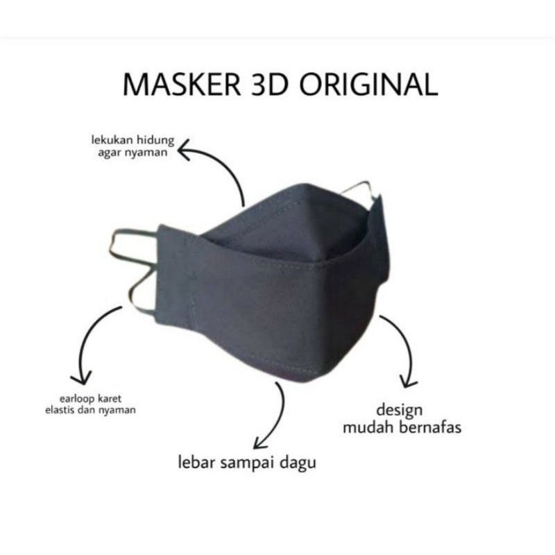 (TERMURAH) MASKER KAIN 3 LAPIS 3D EVO POLOS/ MOTIF/ GARIS