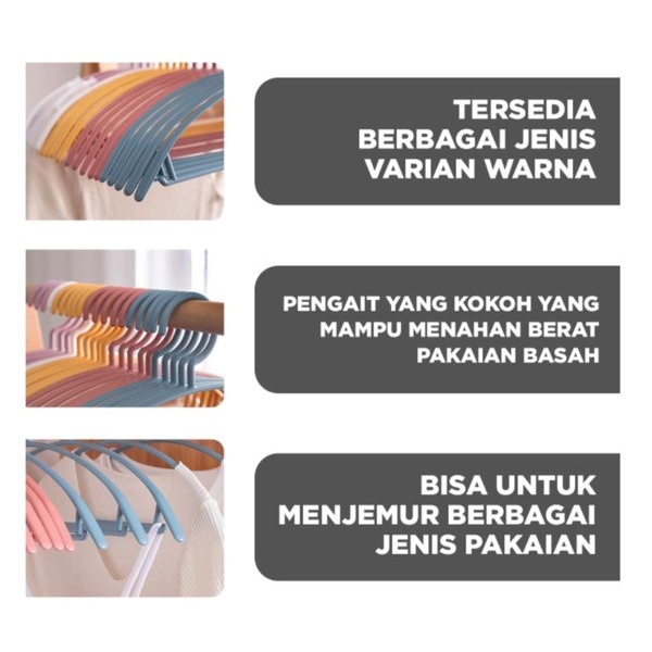 LJ Gantungan Baju 20 pcs Hanger Plastik Plastic Pakaian Anti Slip Warna random