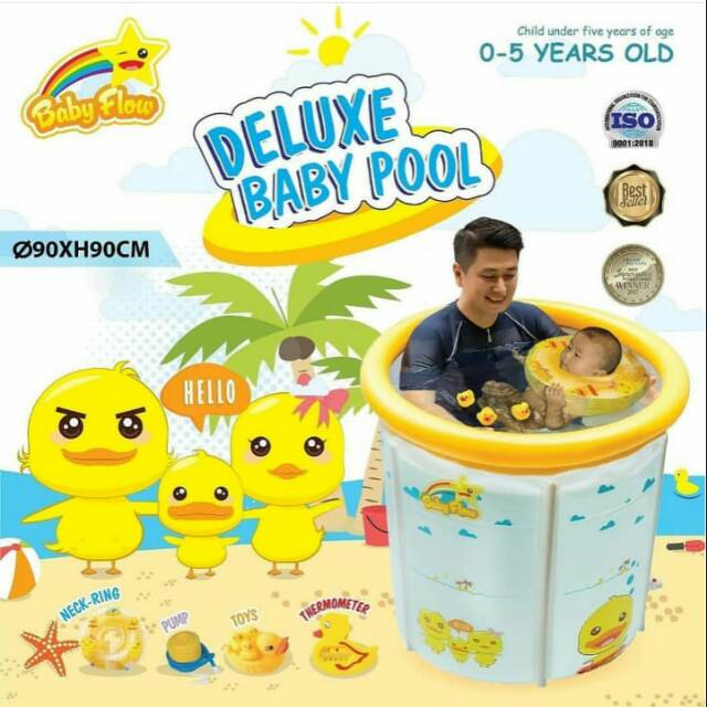 BABY FLOW DELUXE BABY POOL 90x90cm DUCK YELLOW