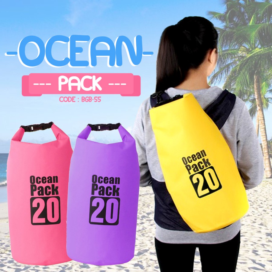 【COD】 Ocean Pack` Dry Bag 20 Liter` DryBag Waterproof 20L` Tas Kantong Anti Air 20 L` Diving Snorkling Renang Hiking Camping Traveling