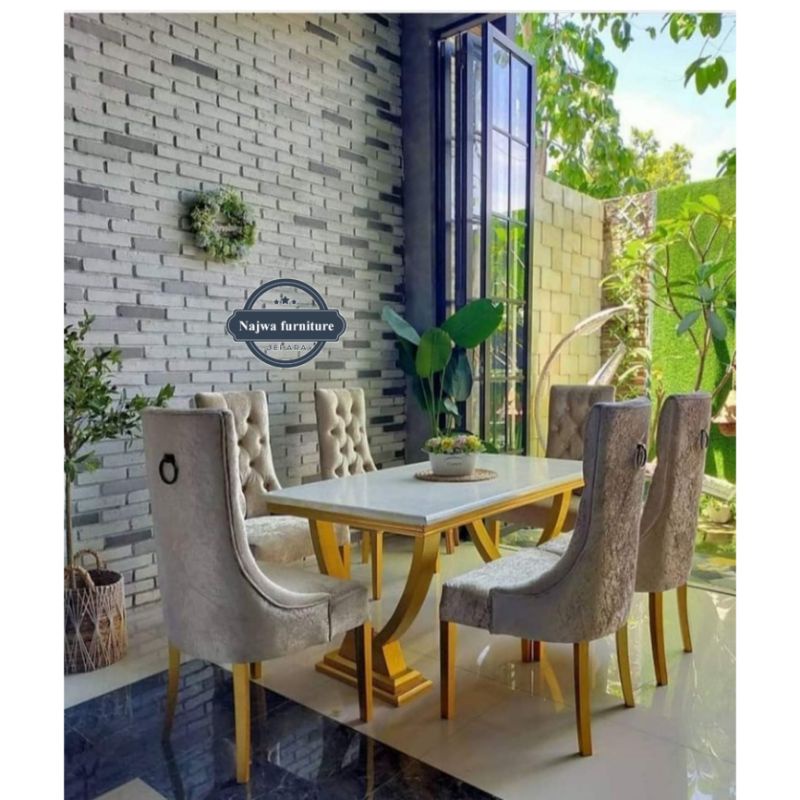 MEJA MAKAN MEWAH SET MEJA MAKAN MINIMALIS MODERN