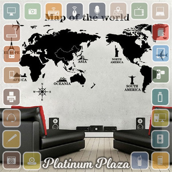 COCOPLAY Sticker Wallpaper Dinding World Map Living Room Decoration - Y1803`90CRJP-