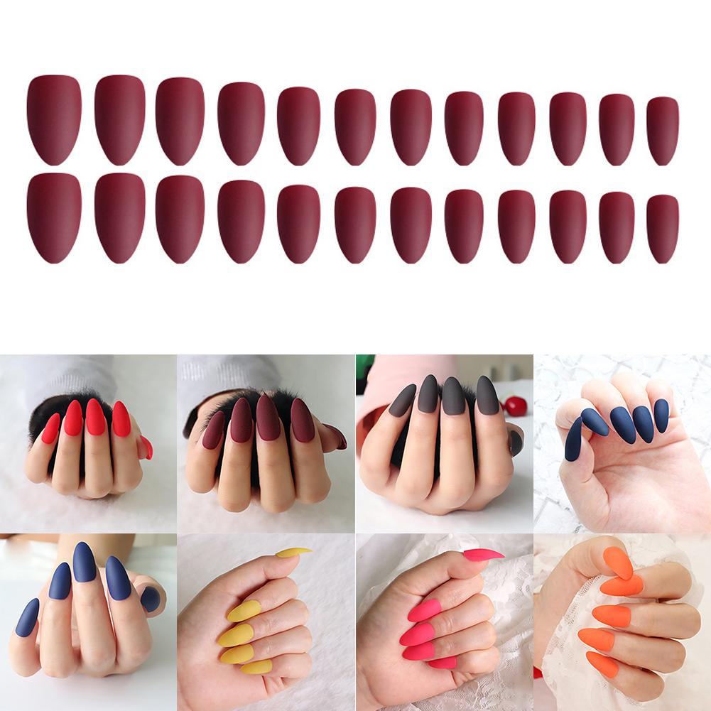 【TK】24pcs/Bag Matte Water Drop False Nail Tips Nail Decoration Nail Art Design Manicure Tool